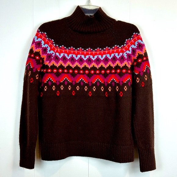 Lou & Grey Fair Isle Mock Neck Crop Sweater Women’s Size XS - Picture 3 of 7
